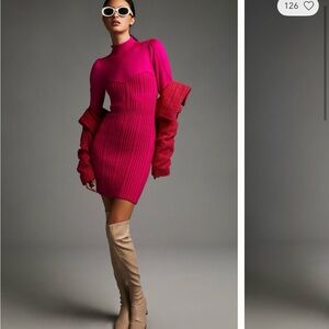 Anthropologie Fuchsia Long Sleeve Dress